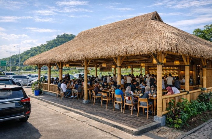 saung bambu rest area