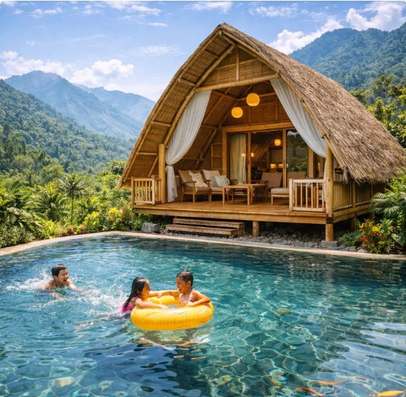 saung bambu glamping