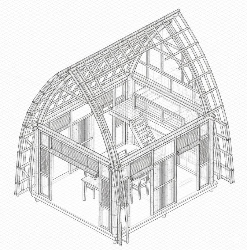 desain saung bambu resort
